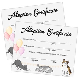 Pet Certificates of Adoption, 10 Pcs Watercolor Adoption Certificate, Adopt A Cat Certificate for Girl Boy, Kitten Party Supplies & Favors, Adoption Decorations for Pet Birthday Party -16