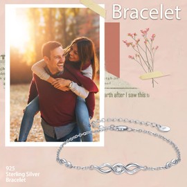 ZIPPICE 925 Sterling Silver Infinity Bracelet Women Bracelets Adjustable Bracelet Jewelry Gifts for Women Mom Girls