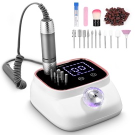 UIHOL 45000 RPM Electric Nail Cutter, Professional, Cutter for Gel Nails, Portable Electric Nail File, with Nail File, Manicure Pedicure Accessory Set for Home Use, Nail Salons, Rose Gold