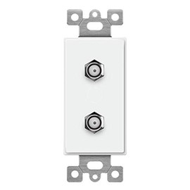 ENERLITES Duplex F-Type Coaxial Connector Wall Jack (Female to Female) Molded-in Voice and Audio/Video, 6506-W, White