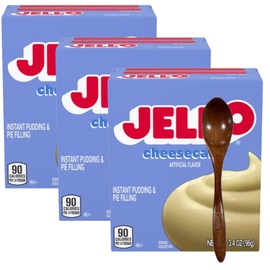 Candy Freezer Instant Pudding & Pie Filling Mix 3.4 oz oz (Pack of 3) with Wooden Spoon (Cheesecake) Wooden Spoon