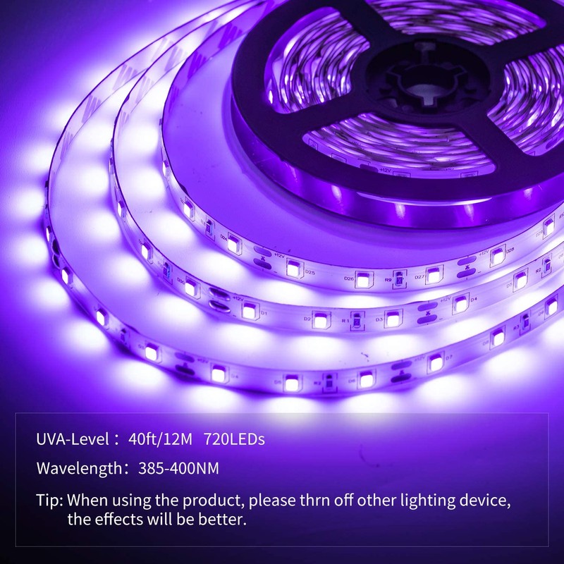 YAYIT 40 Foot Led Black Light Strip Kit, 720 Units