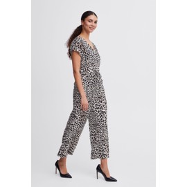 b.young BYMMMJOELLA Women's Jumpsuit One-Piece V-Neck Regular Fit, Black Leo Mix (202956)
