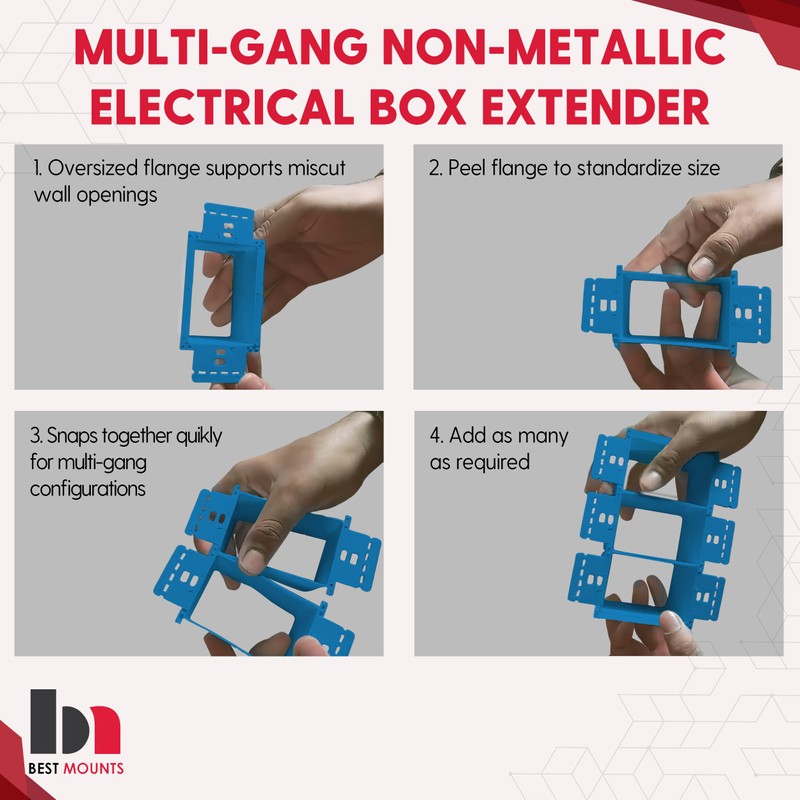 BestMounts - 1 Pack Electrical Power Outlet Box Extender Kit
