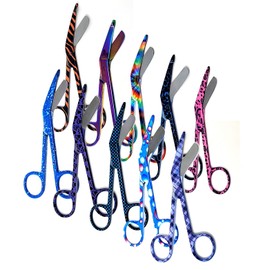 Set of 10 Assorted Pattern Nurse Doctor EMT Lister Bandage Scissors 5.5" (14cm), Stainless Steel, Premium Quality (FIG 4)