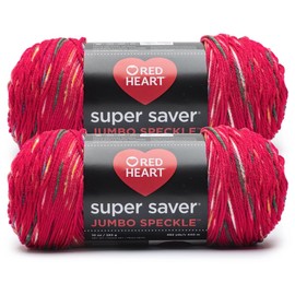 Red Heart Super Saver Jumbo Speckle Cherry Red Yarn - 2 Pack of 283g/10oz - Acrylic - 4 Medium (Worsted) - 482 Yards - Knitting/Crochet & Amigurumi
