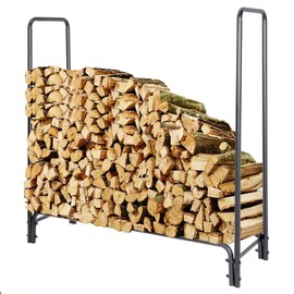 HomGarden 4ft Firewood Log Rack Fireplace Heavy Duty Wood Storage Rack Holder Carrier for Indoor Outdoor Fireplace Fire Pits Stoves Backyard