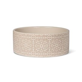 Fringe Studio Sevilla Tile Sand Medium Ceramic Imprinted Pet Bowl (6.5" Diameter x 2.5" H, 26 fl.oz.), PetShop Collection (785MD001)