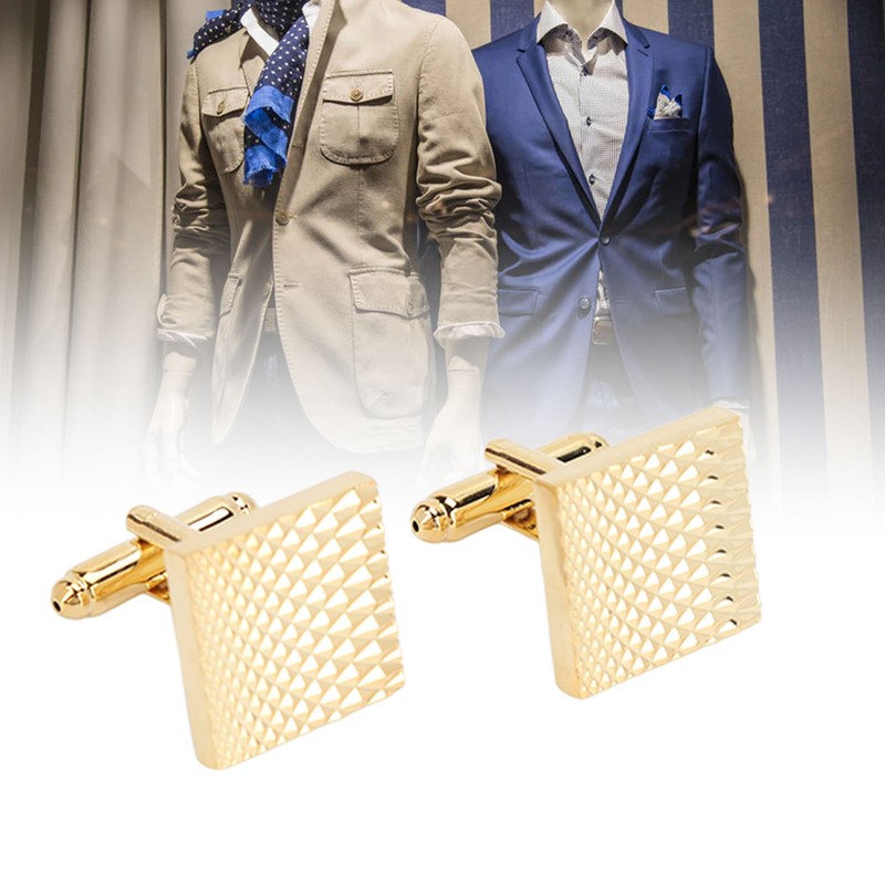 1 Pair French Cufflinks Double Layer Electroplating Polished Brass Gold