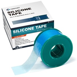 Ceeport Soft Silicone Tape for Skin, 1" x 5.46 Yards, 1 Rolls Medical Adhesive Tape, Easy to Tear Pre-Cut Waterproof Surgical Tape for First Aid, Wound, Bandage and Sensitive Skin