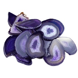 Sisamn 15pcs Purple Polished Agate Slices, Geode Slices Bulk for Light Table, Table Place Cards, Jewelry Making, Crafts, Home Decor, 1.18-2.56 Inches Length (Non-Drilled)