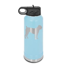 Cane Corso Laser Engraved Water Bottle Customizable Polar Camel Stainless Steel with Straw - Dog Canine pet Light Blue 32 oz