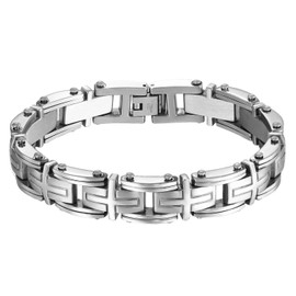 Cupimatch Punk Biker Cross Motorcycle Chain Stainless Steel Men's Bracelet 8.9"