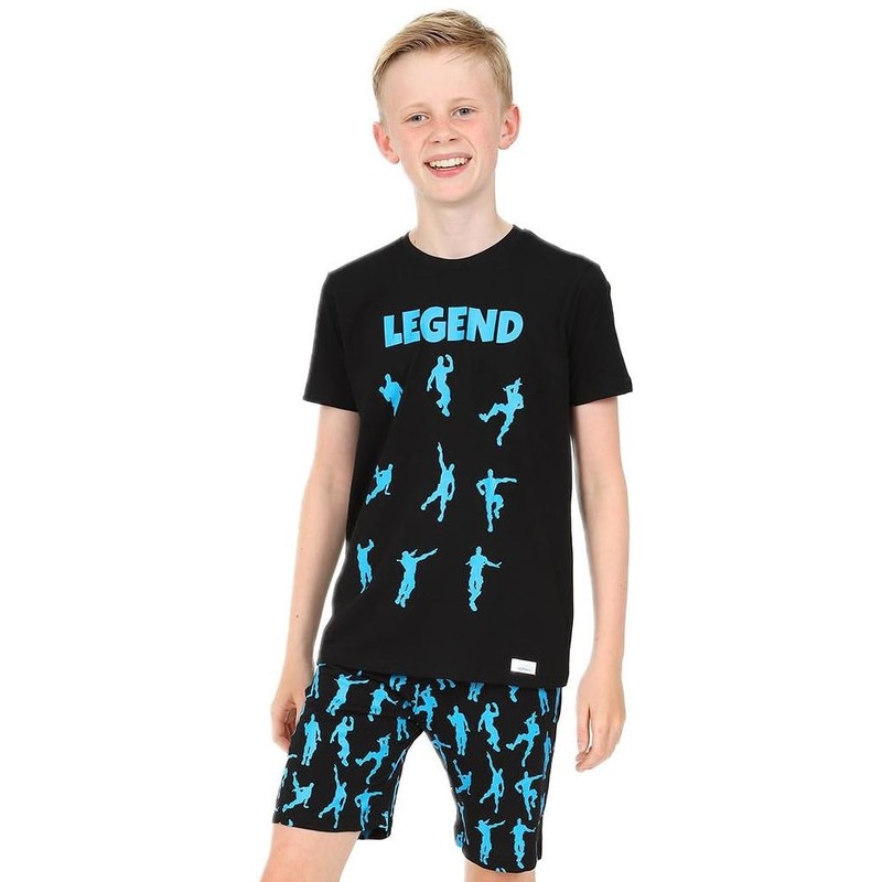 ThePyjamaFactory Brand Boys Emote Legend Dance Gaming Pyjamas Black Blue