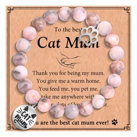 EYQV Cat Mum Gifts, Paw Print Bracelet Cat Lovers Gift for Women, Special Christmas Birthday Mothers Day Gifts from Cat
