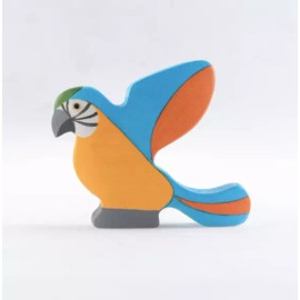 PoppyBabyCo Mikheev Handmade Wooden Blue Parrot Figurine