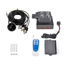 ZHSYMX 12v Solenoid Valve Air ride Suspension manifold valve with remote controller 0-200psi with three display White LED air pressure gauge