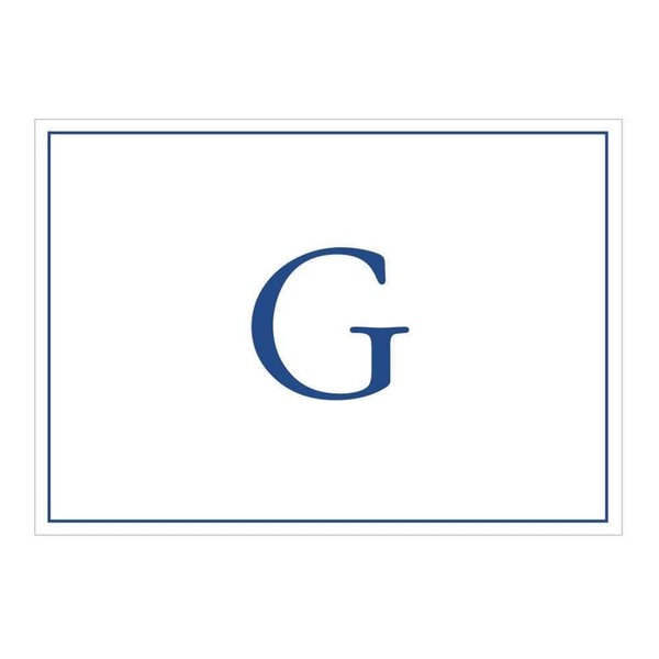Caspari Navy Embossed Initials Boxed Note Cards in Letter G,