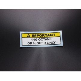 Hachi Auto 2 pcs x Warning Label 110+ Octane Gas Gasoline Racing Fuel Tank Sticker Decal