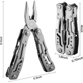 14-in-1 Durable Multitool Pliers, Stainless Steel Multi-Purpose Pocket Folding Pliers, Outdoor Multi-Functional Utility Tools for Outdoor Activities, DIY Activities