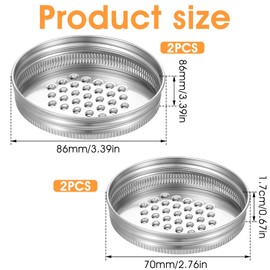 HJZHII 4Pcs Mason Jar Grater Lid, Reusable Mason Jar Shaker Lids Stainless Steel Cheese Grater Lid 2 Size Wide and Narrow Mouth Mason Jar Spout Lid Kitchen Cutter for Vegetable Potato Carrot