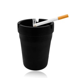 Gasedin Car Ashtray, Windproof Self-Extinguishing Cup Automotive Ash Holder, Portable Smokeless Auto Ashtray for Most Vehicle Cup Holders, Universal Interior Car Accessories (Black)