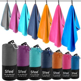 Sfee 2 Pack Microfiber Travel Towel, Quick Dry Towel Camping Towel Beach Towels, Super Absorbent Compact Lightweight Sport Towel Gym Towel for Travel, Beach, Hiking, Backpacking, Gym, Pool, Bath, Yoga