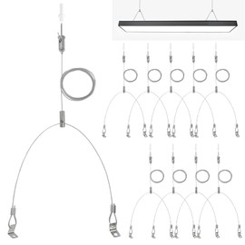 10 Set / 20 pcs Lighting Light Suspension Kit, 5ft Adjustable Luminaire Hanging Wire, 2ft Not Adjustable Steel Cable for Commercial Aquarium LED Panel Light LED Shop Lights Aquarium Lights