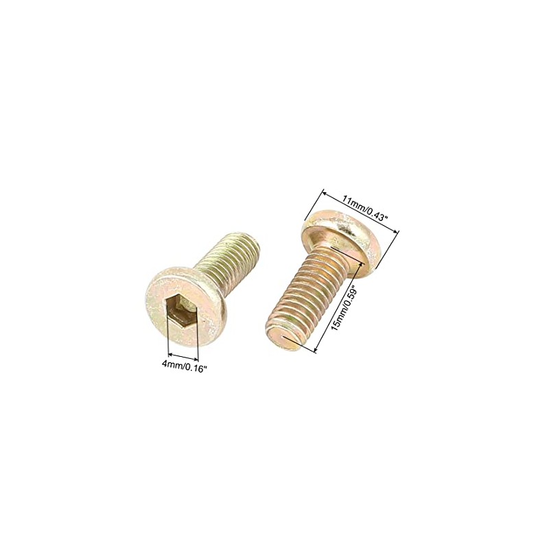 uxcell M6 x 15mm Threaded Hex Socket Head Cap Screws