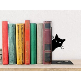 I-TOTAL® - Cute Metal Book Stand Bookends for Bookshelf/Table (CAT)