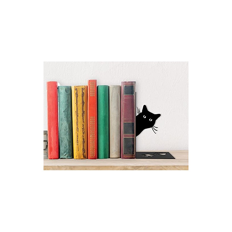 I-TOTAL® - Cute Metal Book Stand Bookends for Bookshelf/Table (CAT)