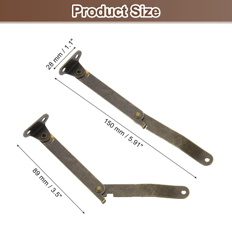 sourcing map 2Pcs 3.5" Folding Lid Support Hinges, Lift Up