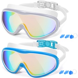 EasYoung Adult Swim Goggles, 2-Pack Wide View Swim Goggles for Men Women Youth Teen, Anti-Fog, UVProtection, Over 15 Years