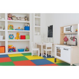 24-Inch Interlocking Anti-Fatigue Foam Floor Tiles, 4 Tiles - 24" x 24", Assorted - DIY Floor Padding for Home Exercise Mat, Kids Play Area & More - High Quality Durable EVA Foam by Achim Home Decor