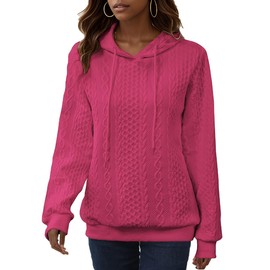 YeGine Womens Hoodies Oversized Hooded Sweatshirt Casual Long Sleeve Drawstring Pullover Tops Rose Red M