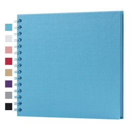 potricher 8 x 8 Inch DIY Scrapbook Album 40 Pages Hardcover Kraft Paper Scrap Book Photo Albums Memory Book for Wedding and Anniversary Family (Blue, 8 Inch)