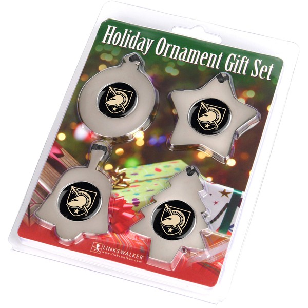 LinksWalker Army Black Knights - Holiday Ornaments Gift Pack - 4 Metal Logoed Ornaments