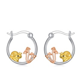 Snail Hoop Earrings for Women 925 Sterling Silver Mushroom Huggie Earrings for Girls Snail Jewellery Gift