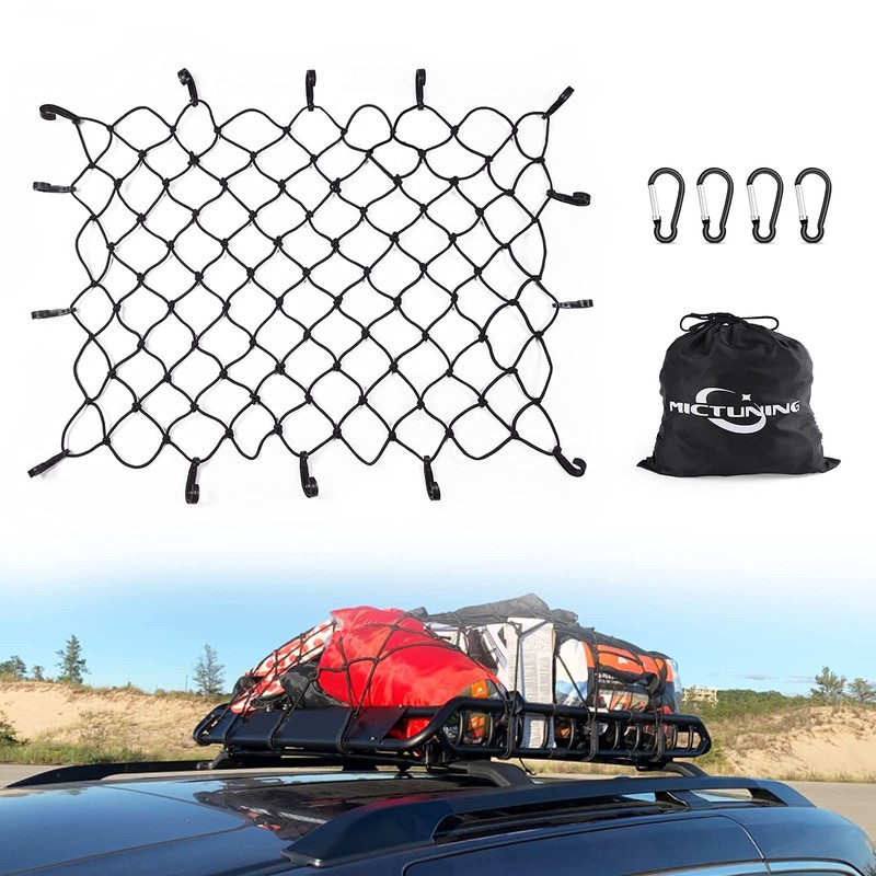 MICTUNING Cargo Nets, 6mm 47" x 36" Heavy Duty Latex