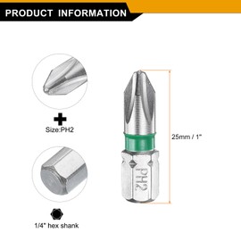HARFINGTON 10pcs Phillips Screwdriver Bit PH2 1/4" Hex Shank 25mm/1" Length Magnetic Cross Head Hex Bits S2 Steel Electric Screw Driver Bit