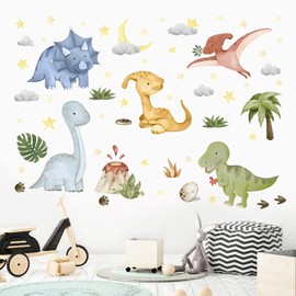 Large Dinosaur Wall Stickers Animal Dino Art Stickers Easy to Peel and Stick Removable for Boys Girls Dinosaur Bedroom Accessories Dino Wall Decals for Classroom Home Playroom Decor