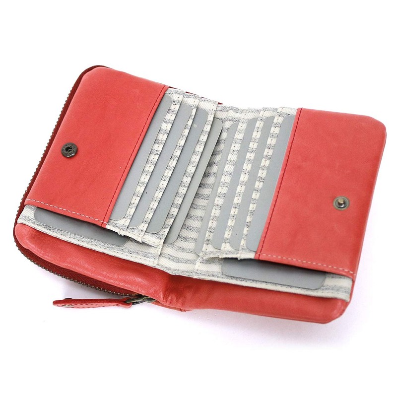 Mozu 86000 Elk Bi-fold Wallet with Coin Purse, red
