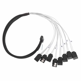 MCIO 8i to 8xSATA3.0 Cable 19.7 Inch Silver Plated OFC PCIE 5.0 MCIO 8i 74 Pin High Speed Server Data Transmission Cable for Data Center