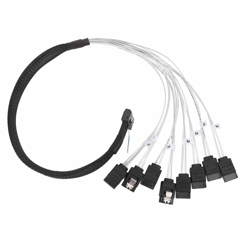 MCIO 8i to 8xSATA3.0 Cable 19.7 Inch Silver Plated OFC
