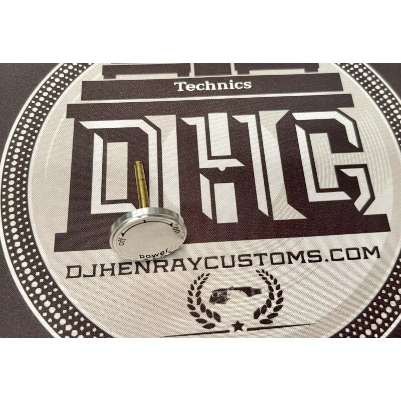technics 1200 Mk2 on off knob brushed aluminum black text