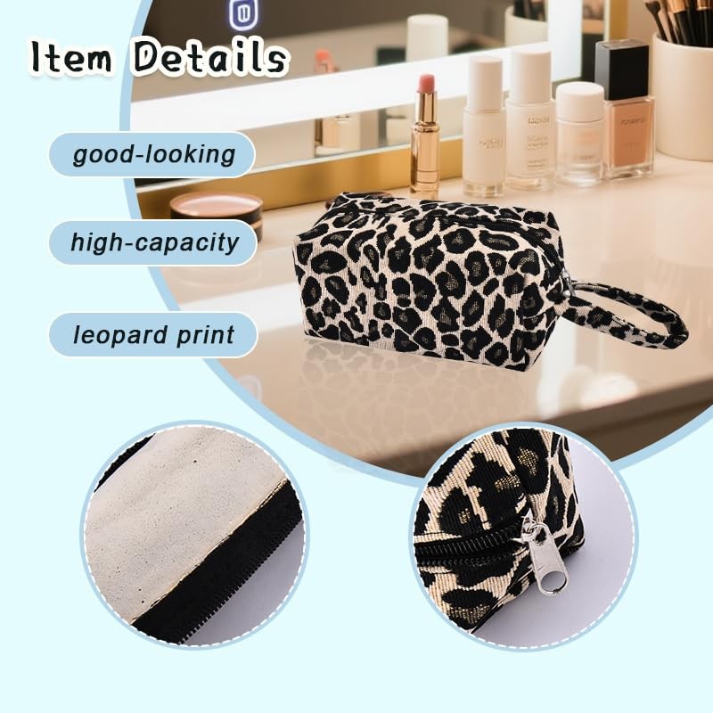 yaozeio Leopard Print Makeup Bag for Daughter Son Portable Cheetah