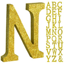 TONIFUL 8 Inch Gold Glitter Letter N Table Centerpiece A-Z Gold Birthday Party Decorations,Gold Alphabet N for Birthday,Chrismas,Graduation,Bridal Shower,Wedding,Anniversary Party Supplies