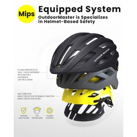 OutdoorMaster MIPS Bike Helmet for Adults-Two Removable Liners & Ventilation in Multi-Environment - Road Bicycle Helmets in Mountain, Motorway for Youth & Adult