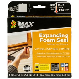 Duck Max Strength Expanding Foam Seal for Doors and Windows, .5 in. x .5 in. x 20 ft., Expands to Fit Uneven Gaps up to 1/2 Inch Thick, Cut to Size, Black, 1-Roll (Pack of 1)