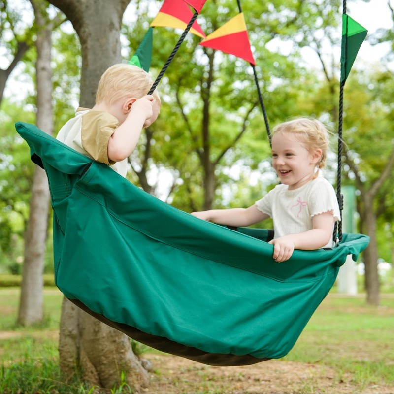 Large Platform 53'' RPET Boat-Shaped Swing, Canoe Tree Swing for
